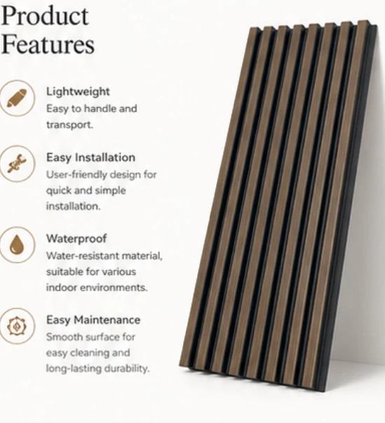 Modern Wood Grain PS Wall Panel For Interior Decoration factory